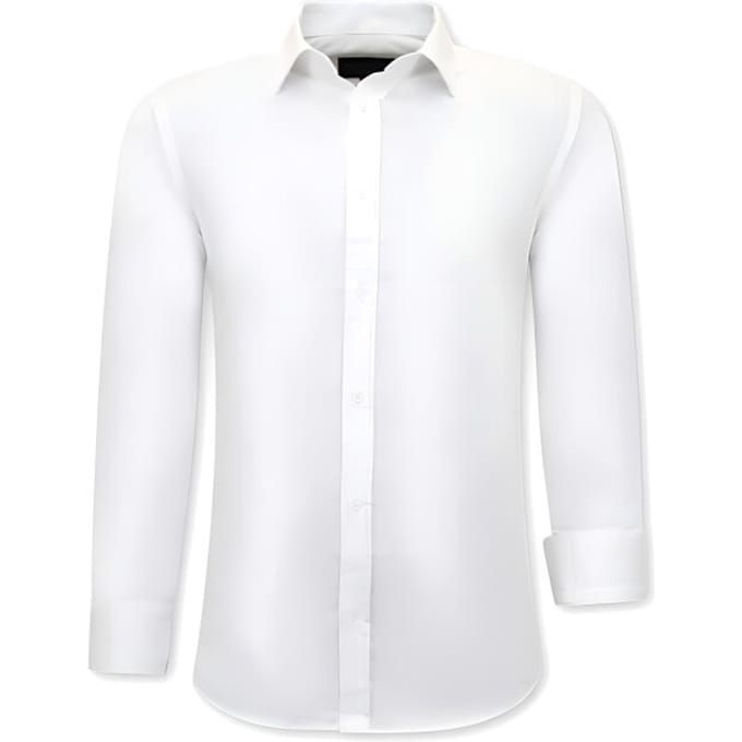 Luxe Trendy Blanco Overhemden Heren - Slim Fit - 3079 - Wit