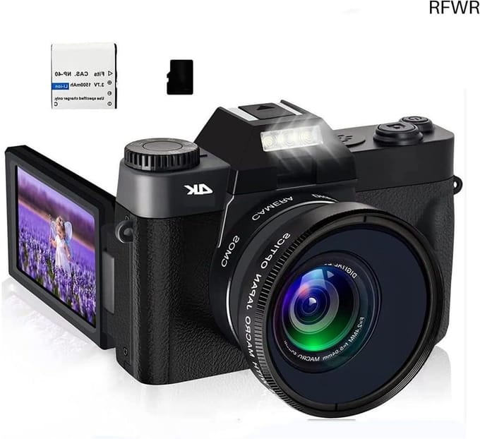 RFWR® Digitale camera met 16x zoom en flip-screen voor vloggers en beginners