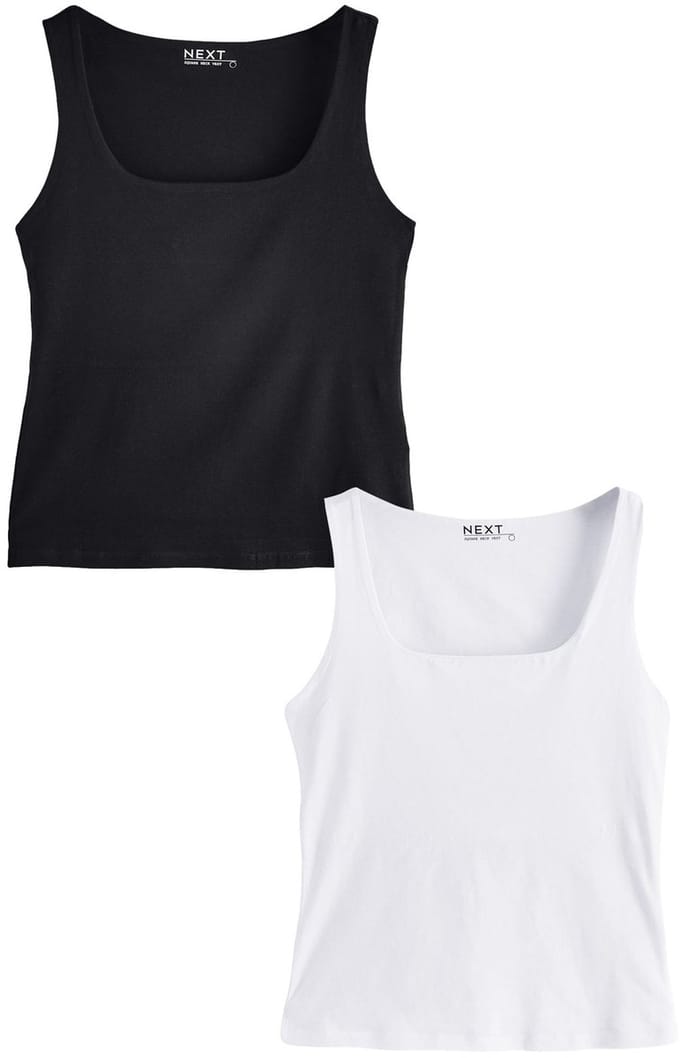 Next - Dames - Set van 2 hemdjes met vierkante hals - Zwart