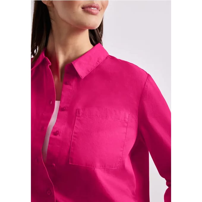 Blouse met lange mouwen en overhemdkraag in keperstof