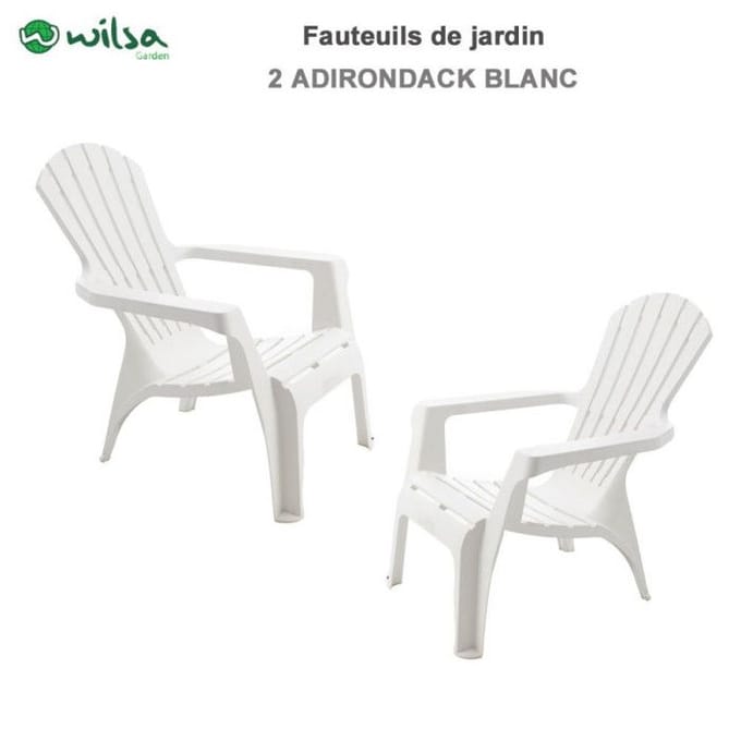 Wilsa Garden Polypropyleen Hars Adirondack Stoel - Wit - 2 Adirondack Stoelen