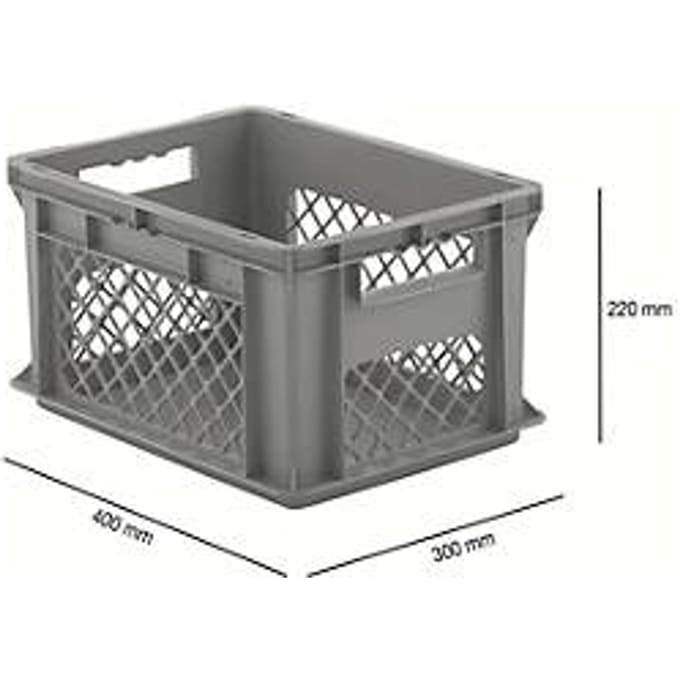 Eurobox serie EF 4221, van PP, inhoud 20,4 l, geperforeerde wanden, open handgreep, grijs