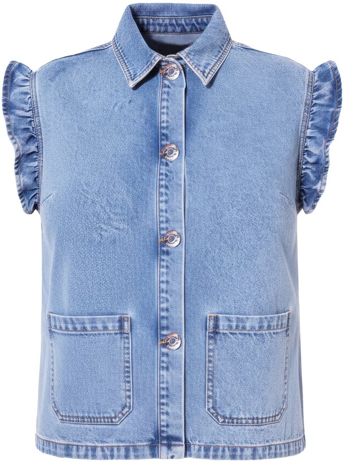 Studio Untold - Dames - Denim bodywarmer Boxy Shape licht gewassen - Licht blauw denim - Maat 54+