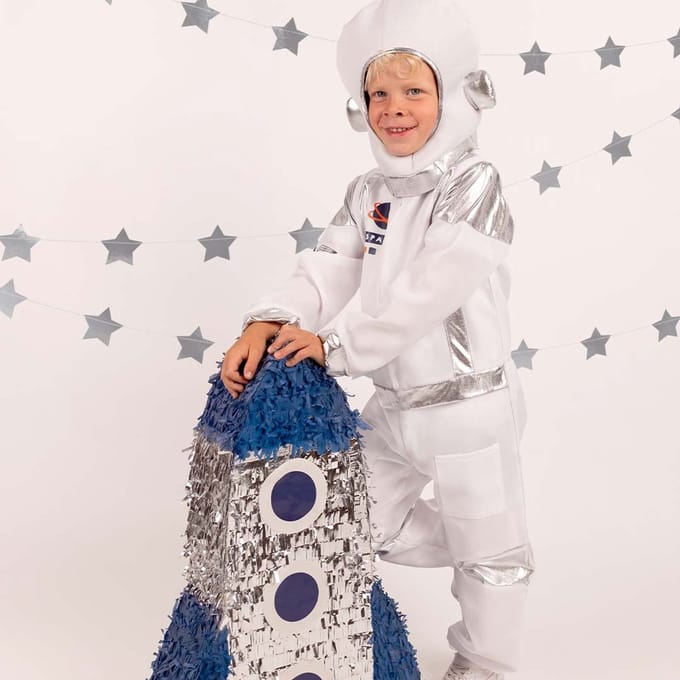 Partydeco verkleedkleding astronaut - 5-8 jaar