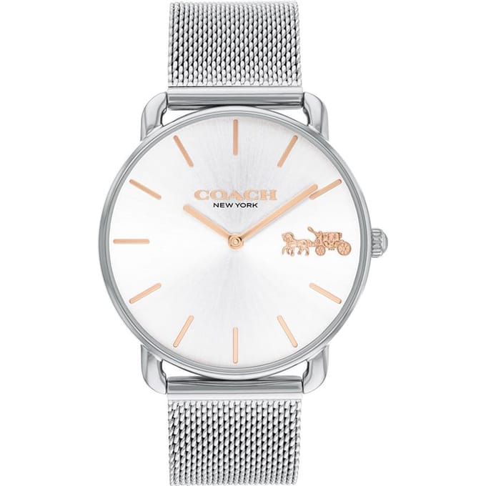 Coach Elliot White Mesh 14504382 Dameshorloge, Wijzerplaat, Band, (Officiële import) white