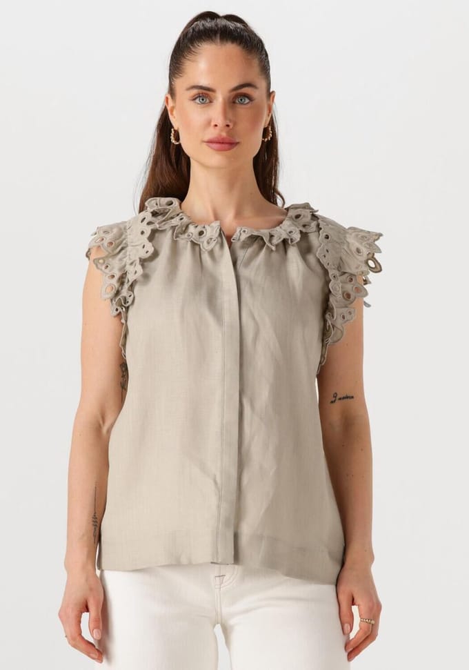 Copenhagen Muse Natuli Shirt Dames - Topjes - Beige - Maat S