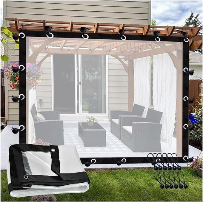 Transparant Zeildoek - Plastic Afdekking - Buiten Beschermen - Waterdicht en Winddicht - 2.5x2.5m - Transparant