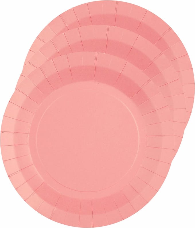Santex Bordjes karton - 30x - rond - roze - 22 cm - feestbordjes