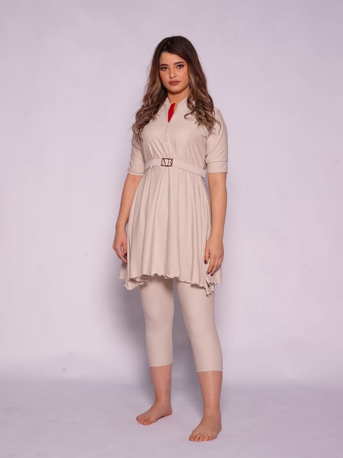 MYKINY BRAND - Semi burkini - Naira - Beige bone - Maat M - Waterafstotend
