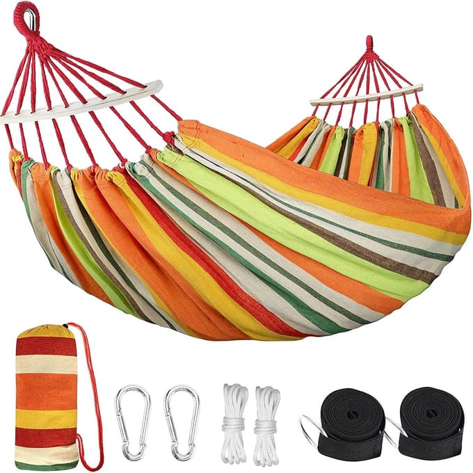 Campinghangmat - Dubbele hangmat - Buiten ontspannen - Draagbare met tas - 260x150cm - A