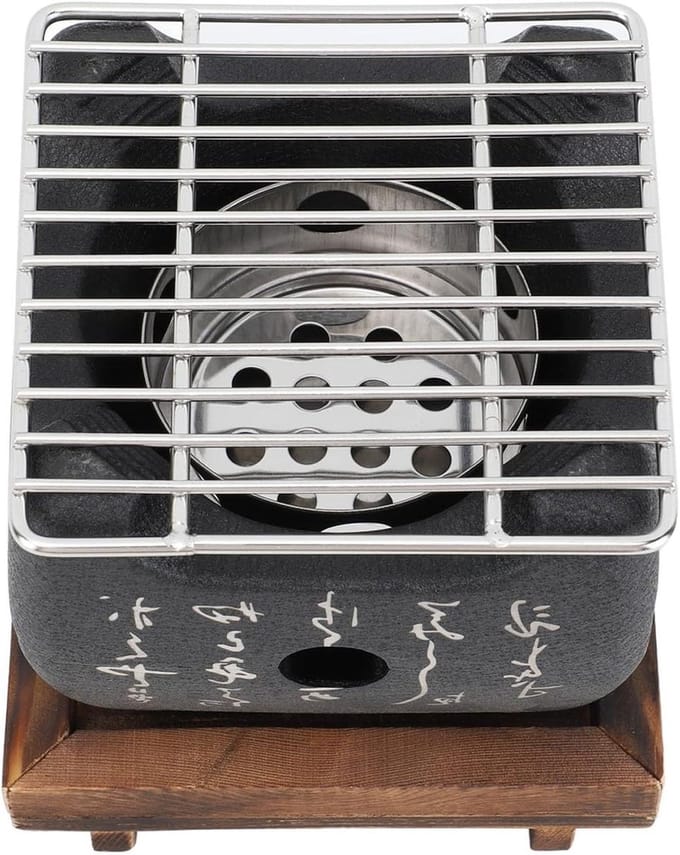 Mini BBQ Grill - Compact Tafelgrill - Buiten Koken - Snelle Opwarming - 16.5x14.5cm - Zwart