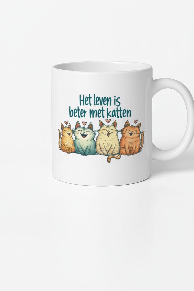 Het Leven is Beter Met Katten Mok - Uniek Design voor Kattenliefhebbers