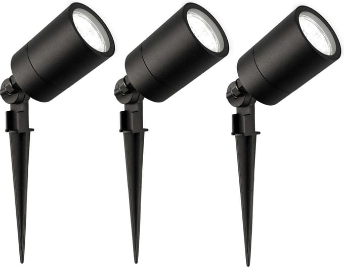 Ledvion - 3X LED Prikspots - 6500K - Zwart - 3W - IP65
