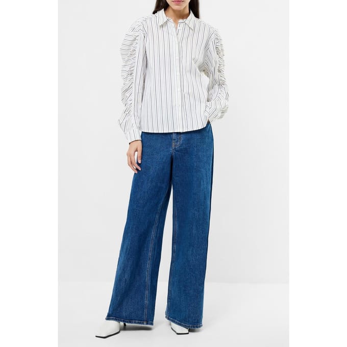 French Connection Cambria Stripe Cotton Lw/khaki Multi Taglia: 8 | Maglie a manica lunga Outlet | Donna