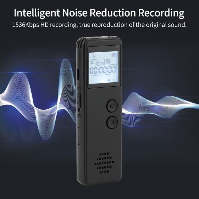 Digitale spraakrecorder Spraakgestuurde recorder Ruisonderdrukking MP3-speler Opname 10 uur 32 GB