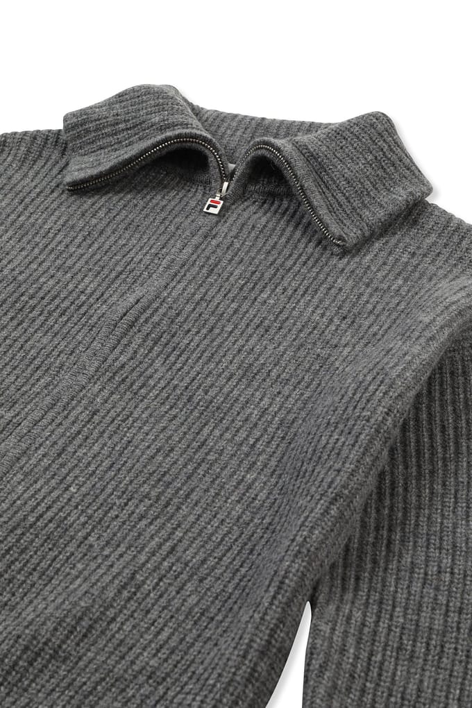 FILA Giovanni Relaxed High Collar Full-zip Knit Sweater Grey Mela Taglia: S | Maglioni a maglia Outlet | Donna | Grigio