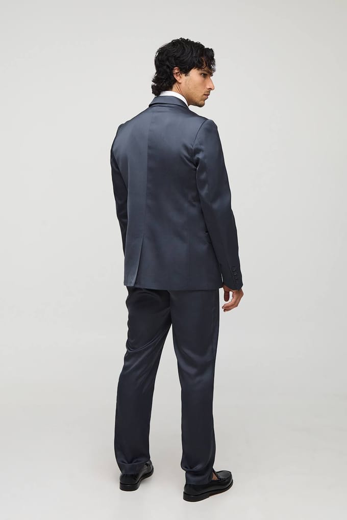 Slim Fit Satijn Blazer | Charcoal | Size 40