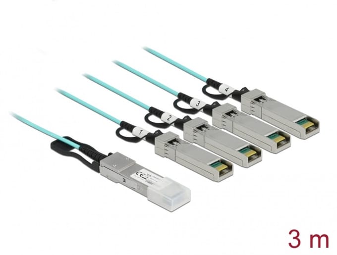 Delock Active Optical Cable QSFP+ to 4 x SFP+ 3 m