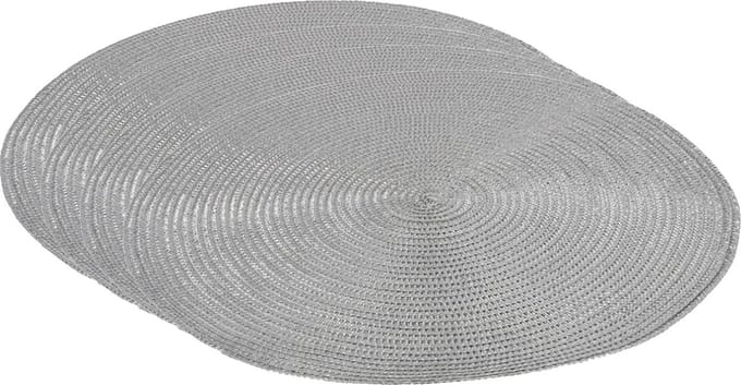 Gerimport Placemat - 4x stuks - metallic zilver - 38 cm - rond - geverfd jute - onderlegger - kerstdiner