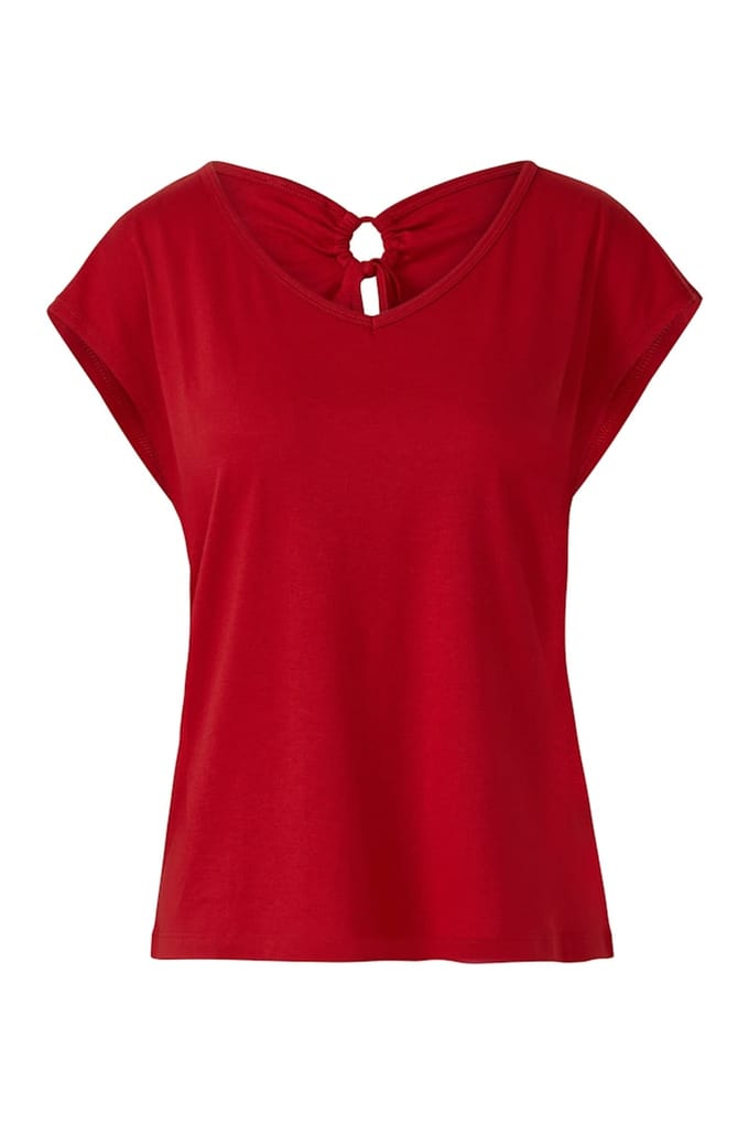 s.Oliver - female - T-shirt met wijde hals, uitsnijding en strik