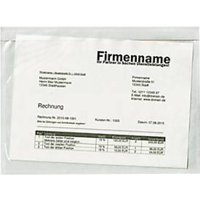 Documenthoesje, C5, polypropeen folie, zonder bedrukking, zelfklevend, transparant, 250 st.