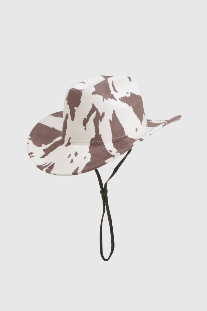 boohoo Dames Cowboyhoed met koeienprint | Bruin