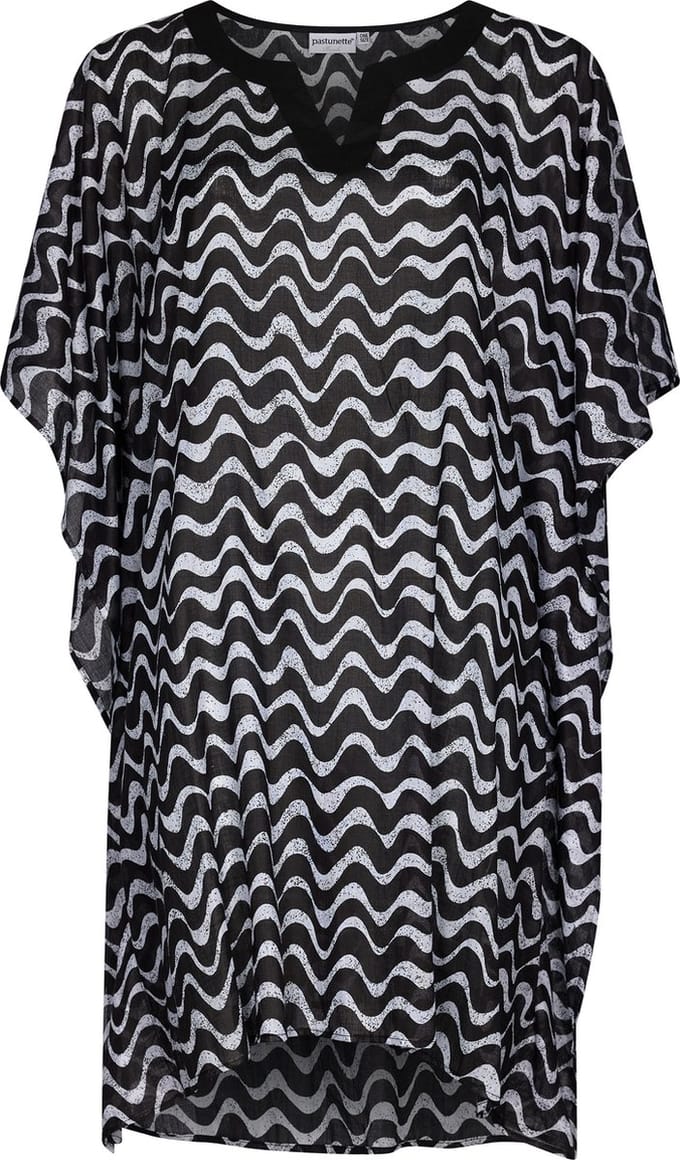 Pastunette Waves - Dames Kaftan - Zwart/Wit - Katoen - One size