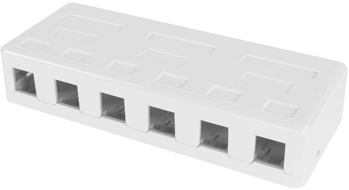 ACT Unloaded Surface keystone mount box voor 6 keystone jacks