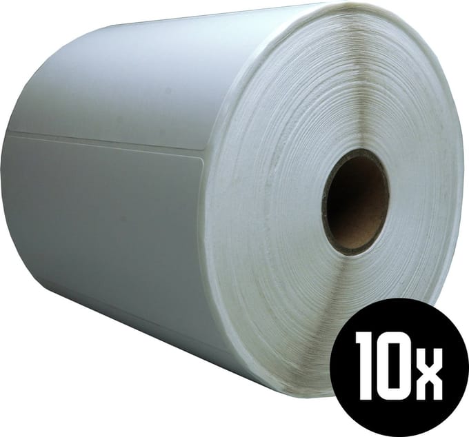 DULA Compatible Zebra Labels 102x50mm - 1300 etiketten per rol - kern 25mm - Wit - Permanent - 10 rollen