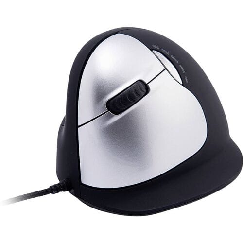 R-GO Tools HE (RGOHELELA) Ergonomische muis USB Maat: L Optisch Zwart/zilver 5 Toetsen 500 dpi, 1500 dpi, 2000 dpi, 3500 dpi Ergonomisch