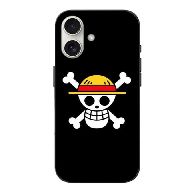 Hoesje - One Piece - Iphone 16 Plus - Piratenvlag - Strohoed - Flexibel