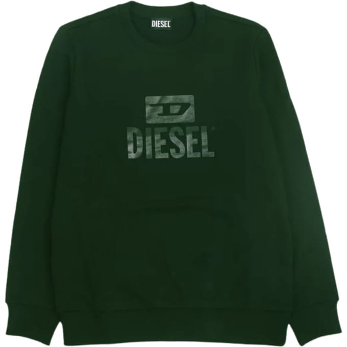 Diesel Mono Tone Logo Donkergroene Sweatshirt