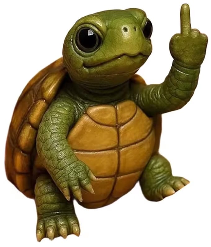 Schildpad Middelvinger Beeld - Cadeau - Grappig - Beeldje - Dier - Kado
