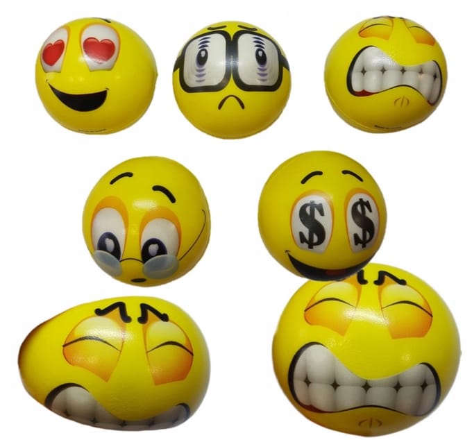 Squishy Emoji Stress Relief Squeeze Ball - 6.3 cm - Assorted Faces