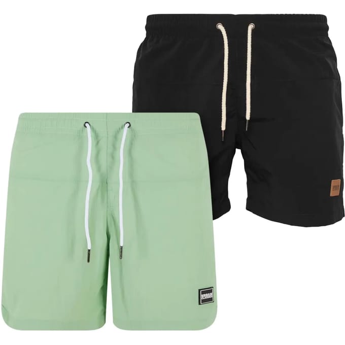 Urban Classics - Block 2Pack Zwemshorts - M - Groen/Zwart