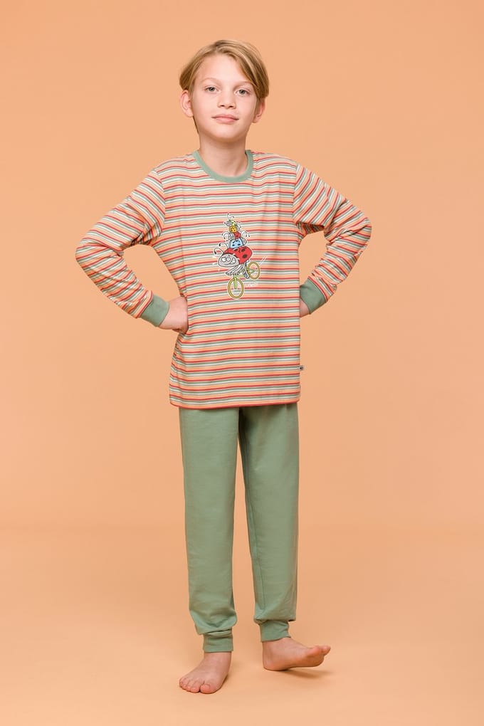 Woody Jongens-Heren Pyjama multicolor streep - maat 062/3M