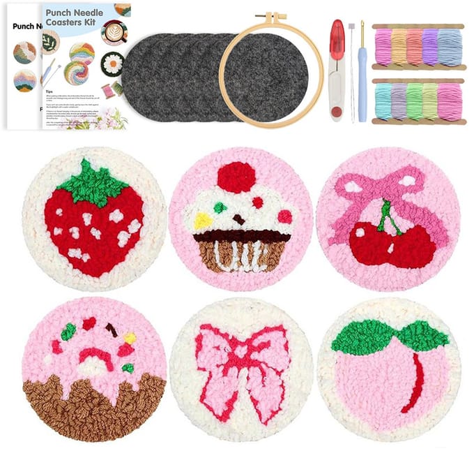 26-delige Punch Needle Onderzetters Knutselset - DIY Borduurstarterset voor Beginners - Kunst & Handwerk