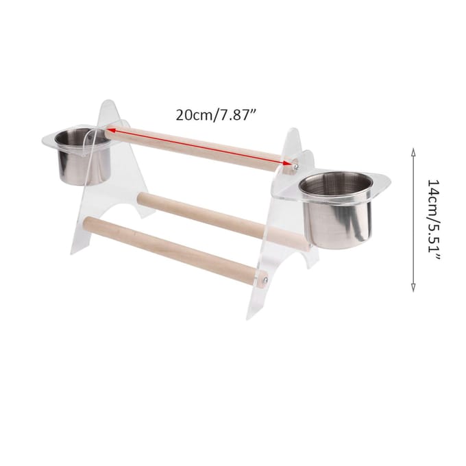 Support multifonction pour cage à oiseaux et perroquets avec mangeoire gray