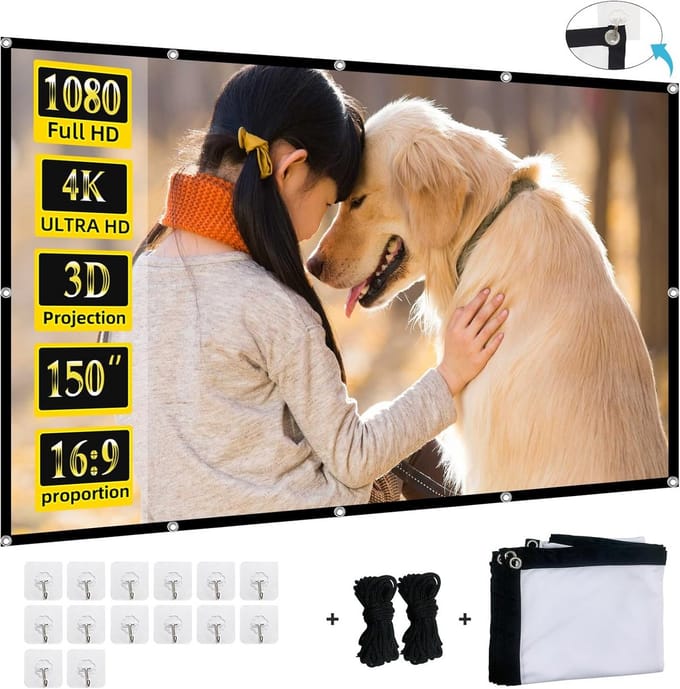 150 inch Projectiescherm 4K HD Opvouwbaar Draagbaar Filmscherm Buiten en Binnen