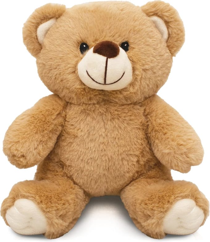 Knuffelzachte Teddybeer 20 cm - Beige Pluche Knuffeldier voor Baby's met Ansichtkaart