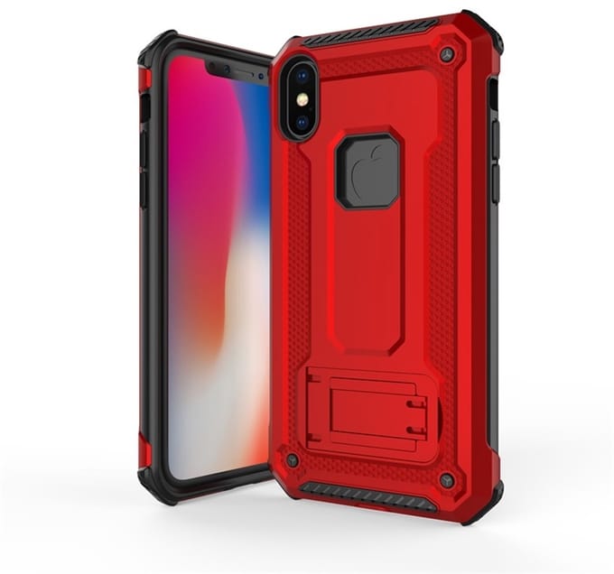 Ntech hoesje Geschikt voor iPhone Xr Armor hoesje met Kickstand - Rood
