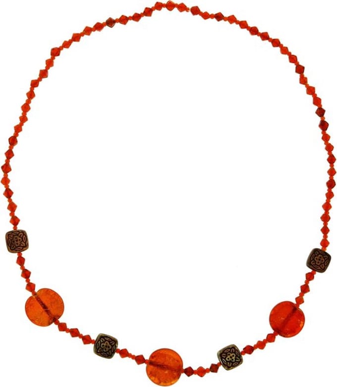 Behave - Lange oranje kralenketting - Modeaccessoire 98 cm lang