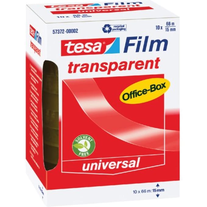OFFICE-BOX 57372-00002-01 tesafilm Transparant (l x b) 66 m x 15 mm 10 stuk(s)