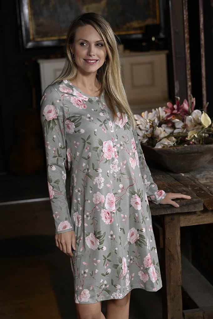 Ringella – Rose Pattern – Nachtkleed – 4511041 – Green Pepper – Maat 42