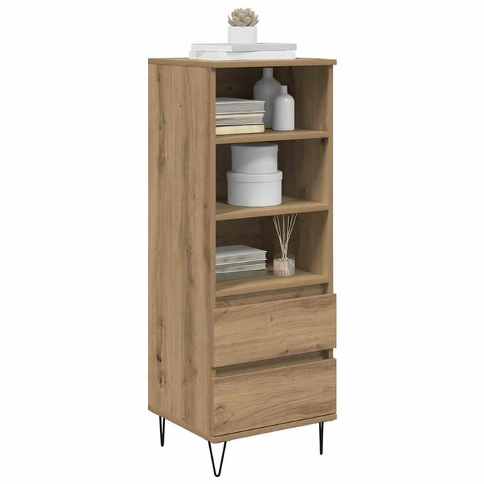 vidaXL - Highboard - Artisan - Eiken - 40 - x - 36 - x - 110 - cm - Bewerkt - hout