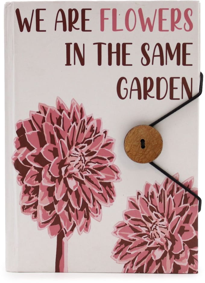 Klein notitieboekje met bandje - Bloemen in dezelfde tuin