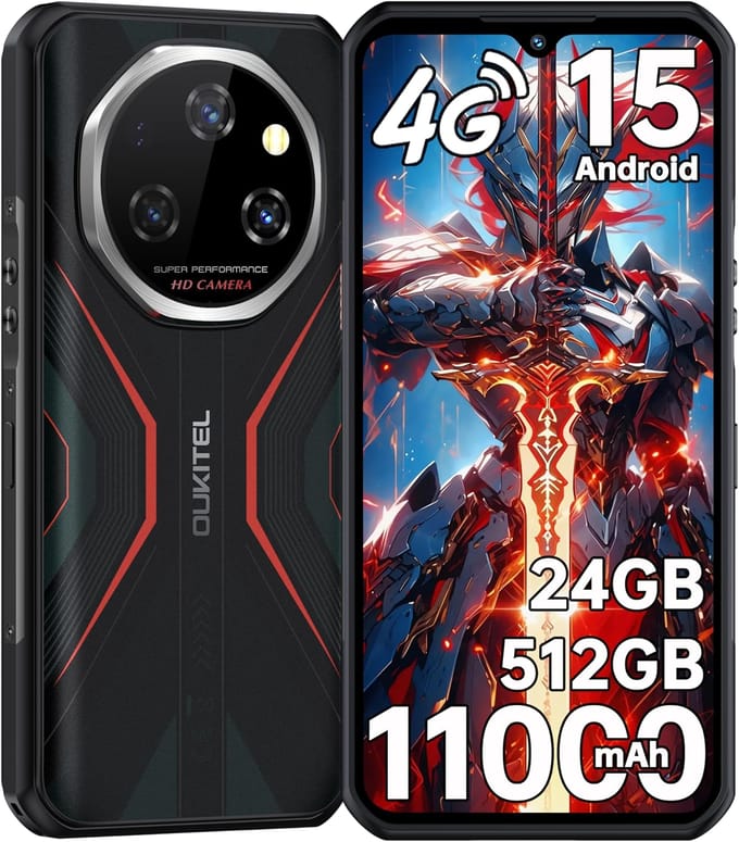 OUKITEL WP55S Mobiele Telefoon 24GB+512GB 11000mAh 6.6  Scherm 64MP Android 15 Smartphone oranje