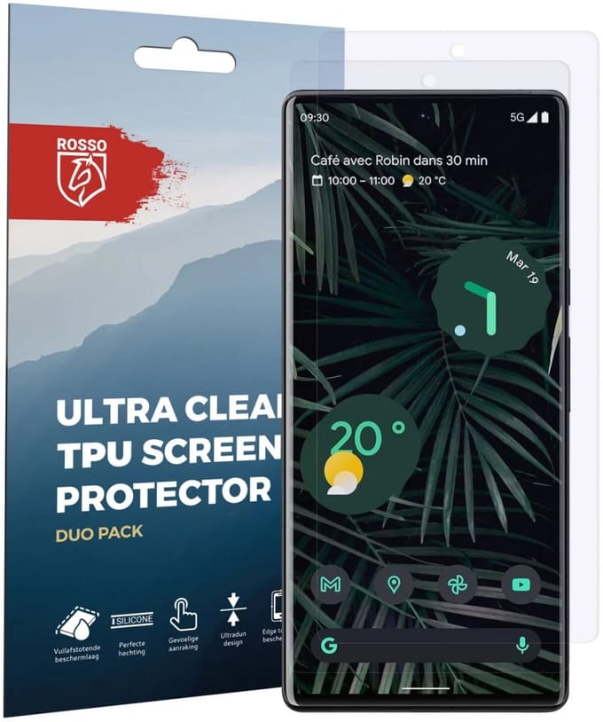 Rosso Screen Protector Geschikt voor Google Pixel 6 Pro | Ultra Clear Duo Pack | TPU Folie | Case Friendly Beschermfolie | 2 Stuks