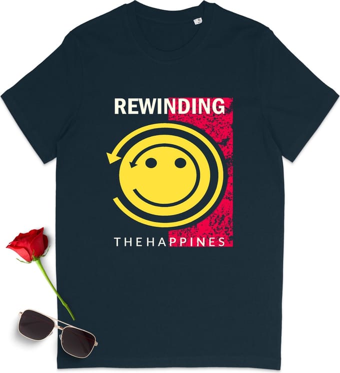 T Shirt Dames - Geluk - Happines - Blauw - Maat M