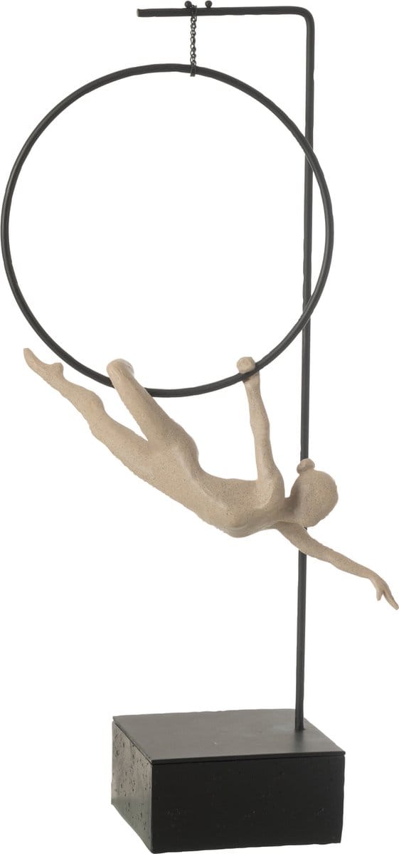 J-Line decoratie Gymnaste Hoepel Gamma - polyresin - beige/zwart